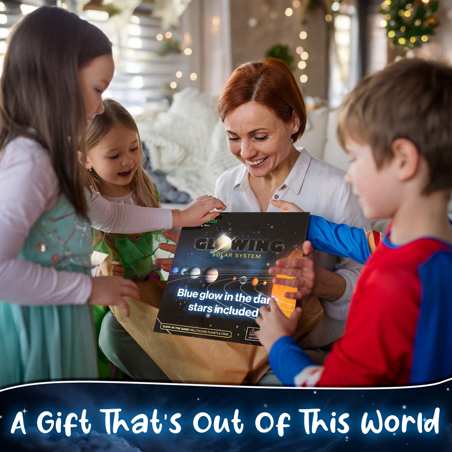 Glow in the Dark Blue Solar System Planets and Stars