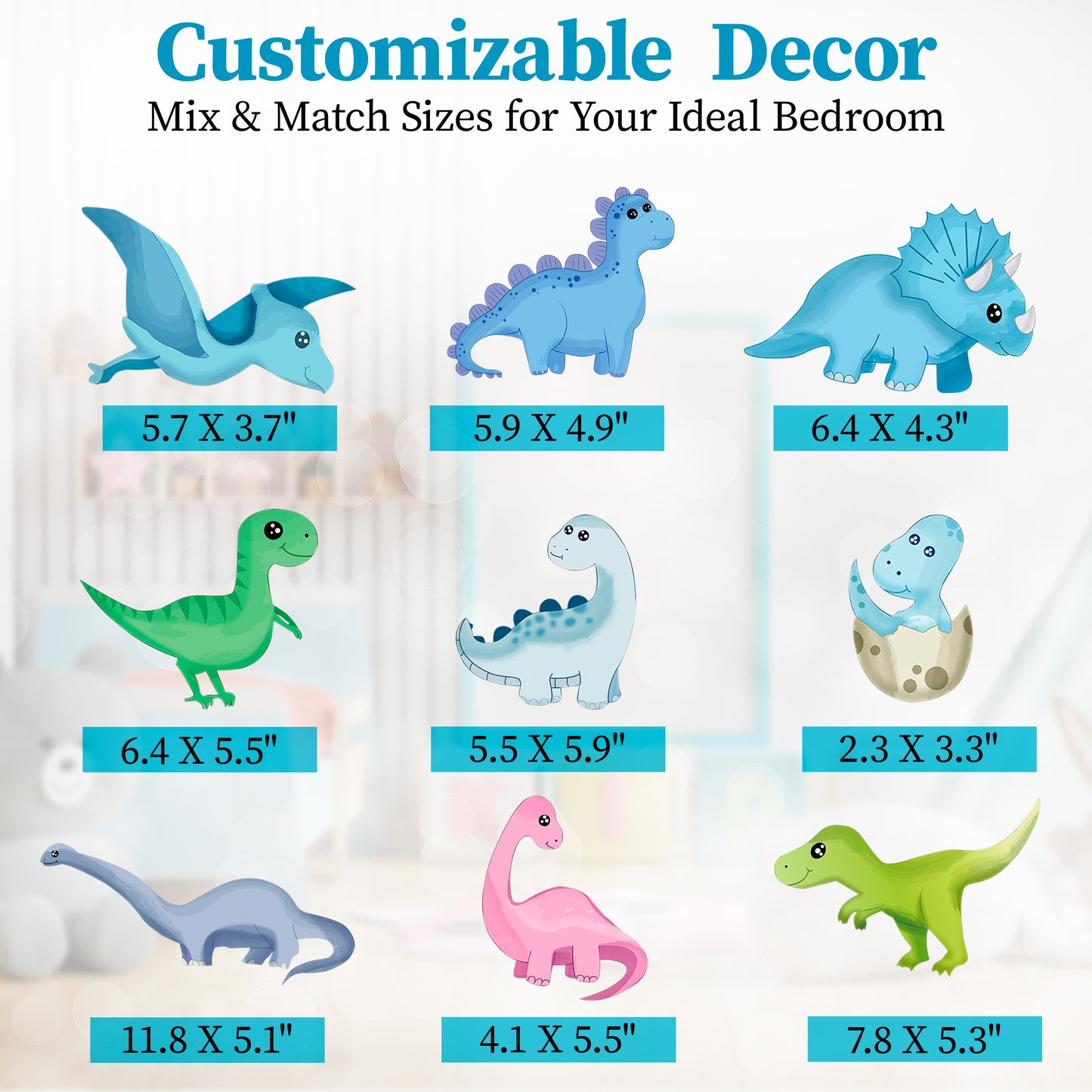 Glow in the Dark Blue Dinosaur Wall Stickers