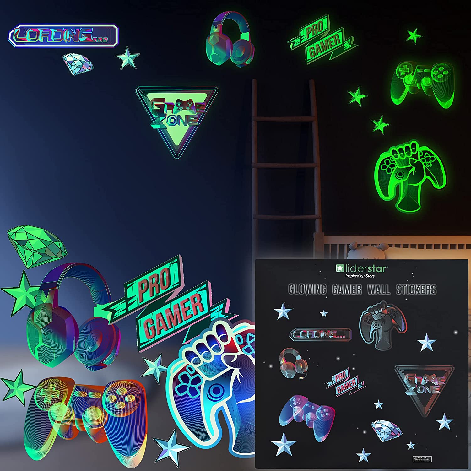 Glow in the Dark Gamer Wall Stickers
