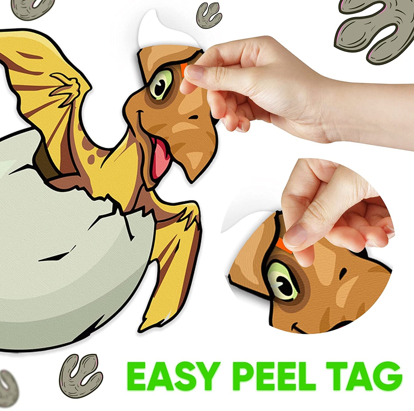 Glow in the Dark Baby Dinosaur and Footprints Stickers