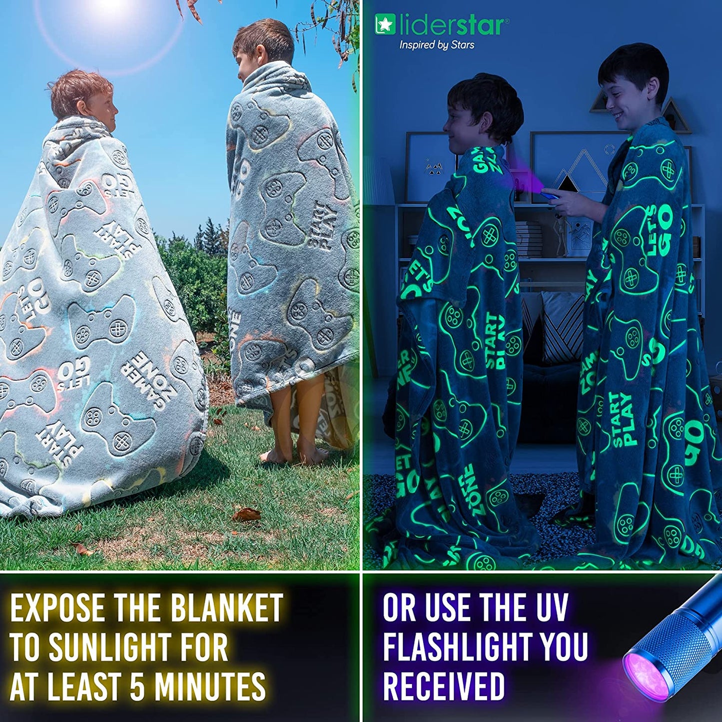 Glow in the Dark Gamer Throw Blanket