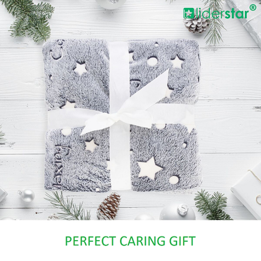 Glow In The Dark  Stars and Empowered words Throw Blanket -Gray