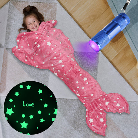 Glow In The Dark  Mermaid Tail Blanket