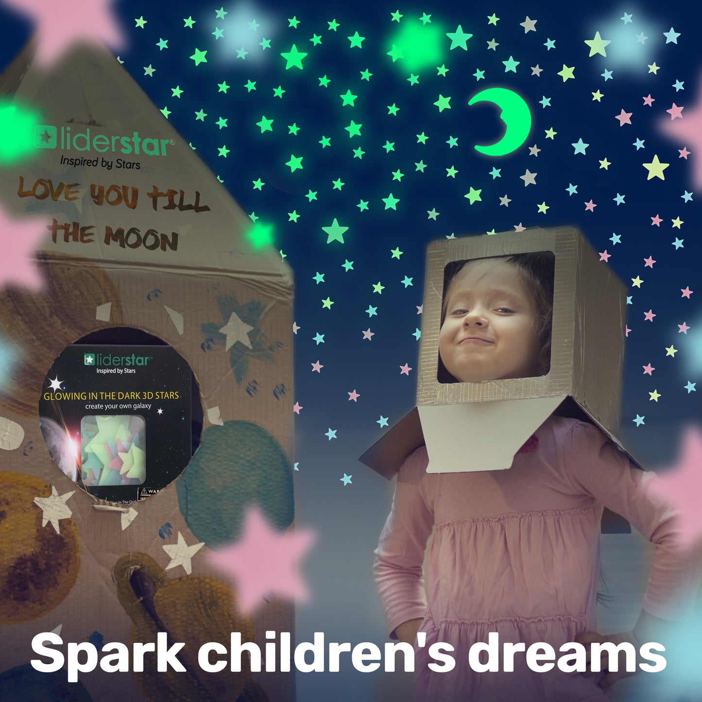 Glow in The Dark Stars for Ceiling, Luminous Stars and Moon Stickers, Kids Wall Decor, Sticky Fluorescence Stars, Include Flashlight, Colourful Ceiling Stars for Kids Room