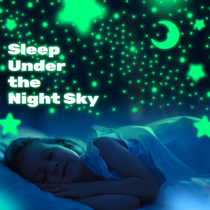 Glow in The Dark Stars for Ceiling, Luminous Stars and Moon Stickers, Kids Wall Decor, Sticky Fluorescence Stars, Include Flashlight, Colourful Ceiling Stars for Kids Room