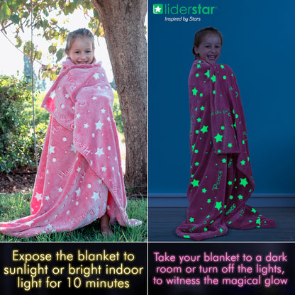 Glow-in-the-Dark Pink Throw Blanket – 50 x 60 in