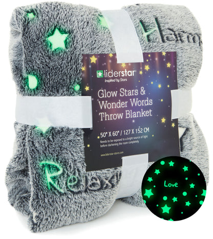 Glow-in-the-Dark Gray Throw Blanket – 50 x 60 in