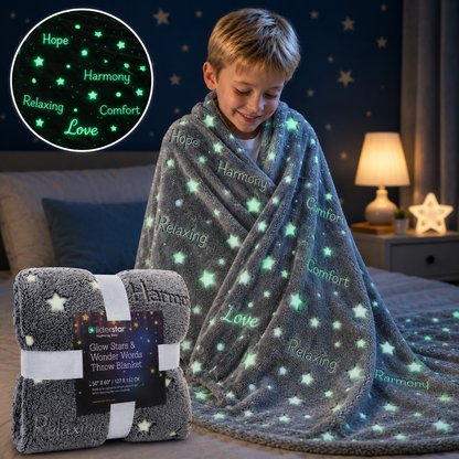 Glow-in-the-Dark Gray Throw Blanket – 50 x 60 in