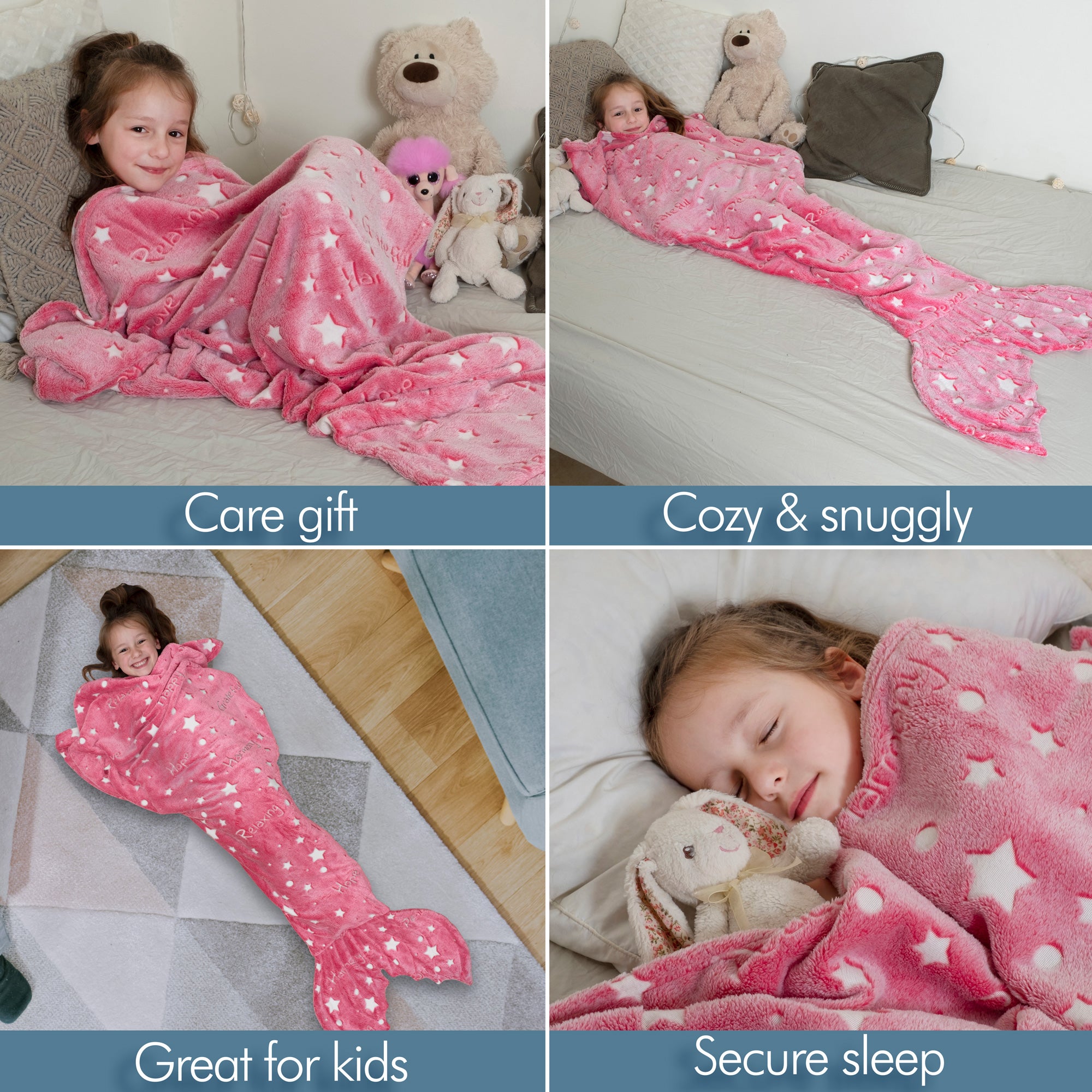 Mermaid Blanket Glow-in-the-Dark For Girls 50x60