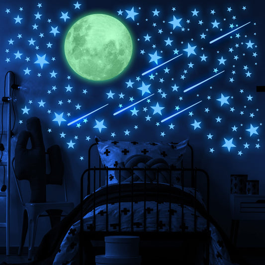 Glow In The Dark Moon and Stars - Blue