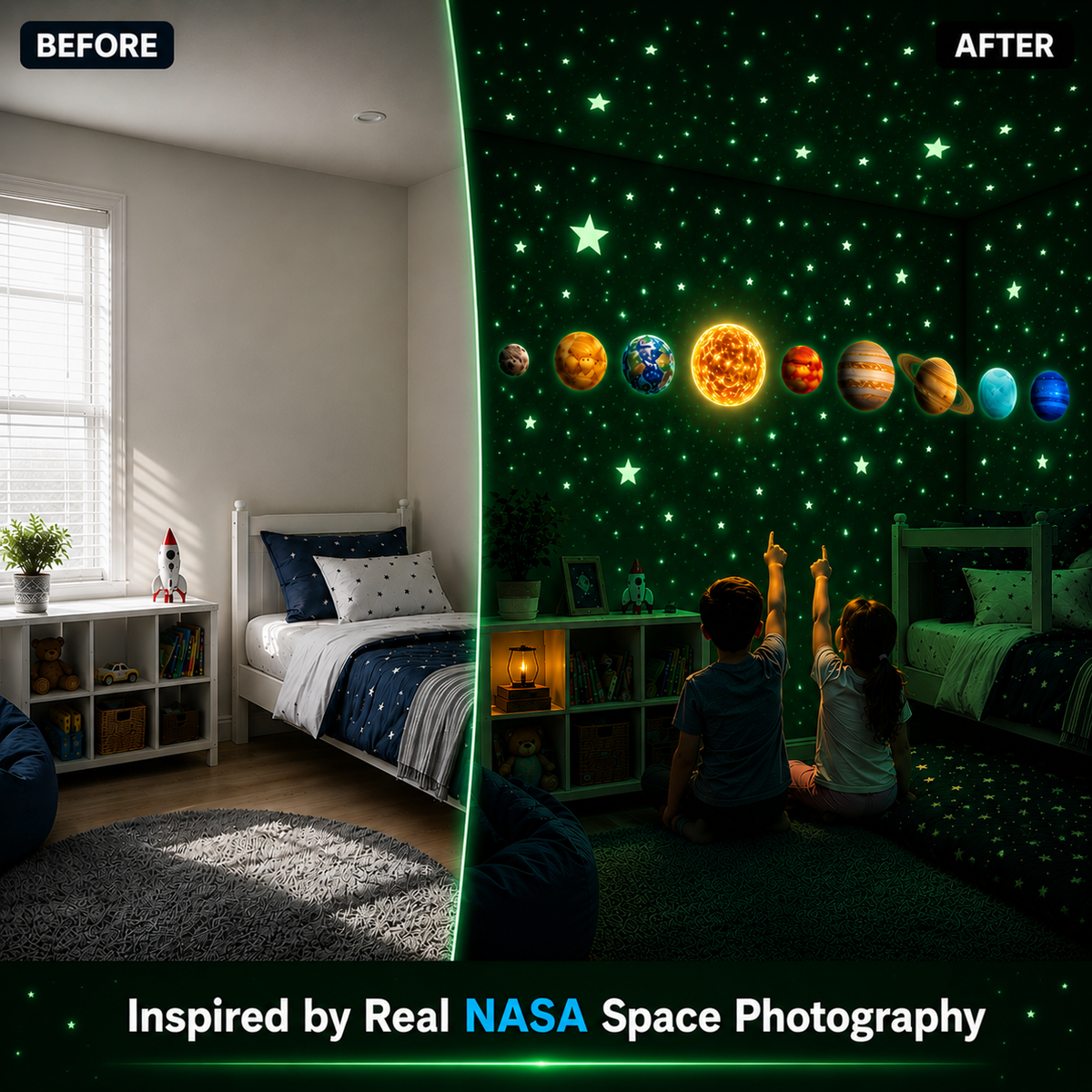 Glow In The Dark Solar System Wall Stickers for kids