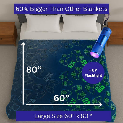 Glow in the Dark Gamer Throw  Blanket - 50 x60 in