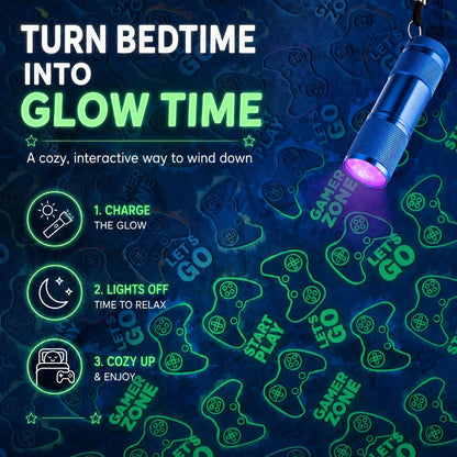 Glow in the Dark Gamer Throw  Blanket - 50 x60 in
