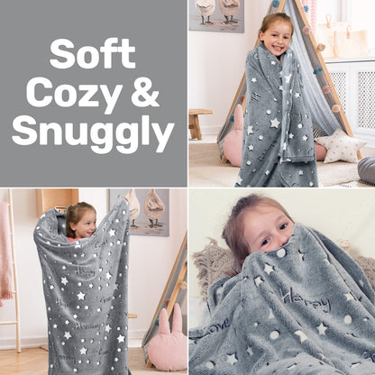Glow-in-the-Dark Gray Throw Blanket – 50 x 60 in