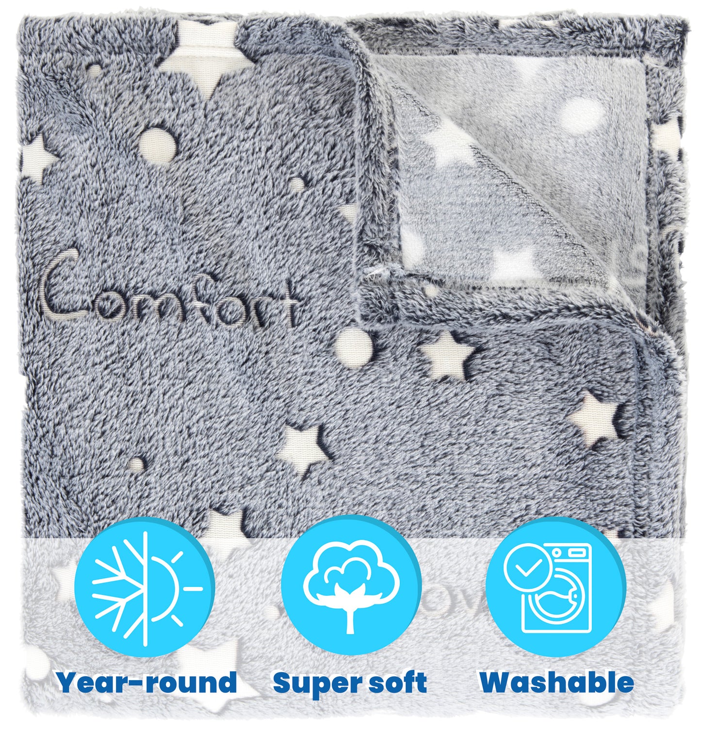 Glow-in-the-Dark Gray Throw Blanket – 50 x 60 in