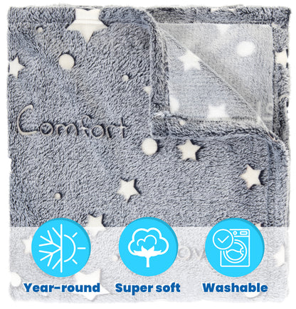 Glow-in-the-Dark Gray Throw Blanket – 50 x 60 in
