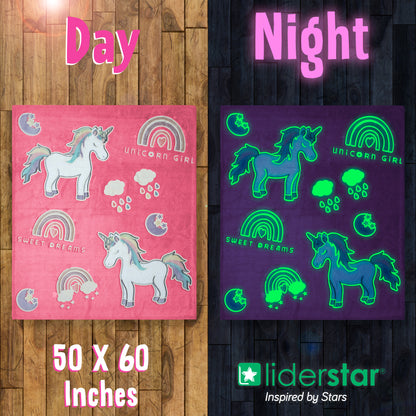 Glow In The Dark Throw Blanket -UNICORN