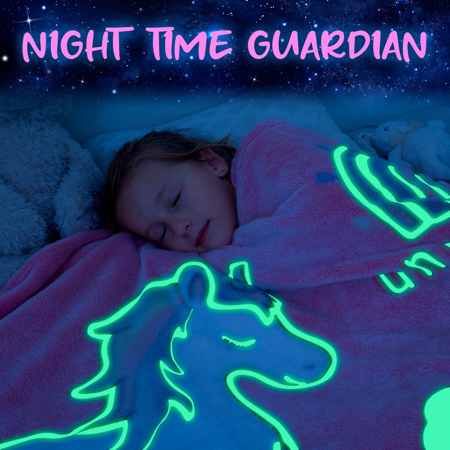 Glow In The Dark Throw Blanket -UNICORN