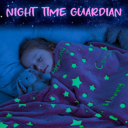 Glow In The Dark Stars Throw Blanket -PINK