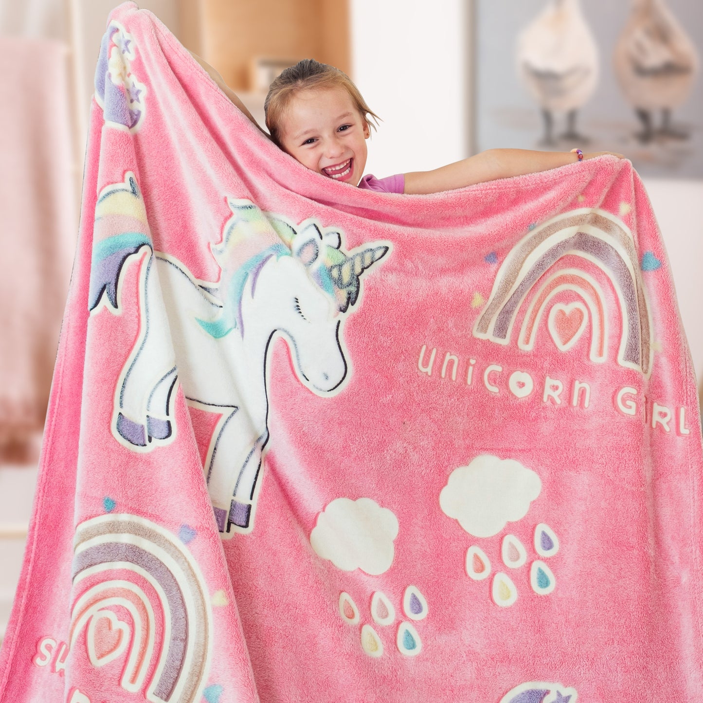 Glow In The Dark Throw Blanket -UNICORN