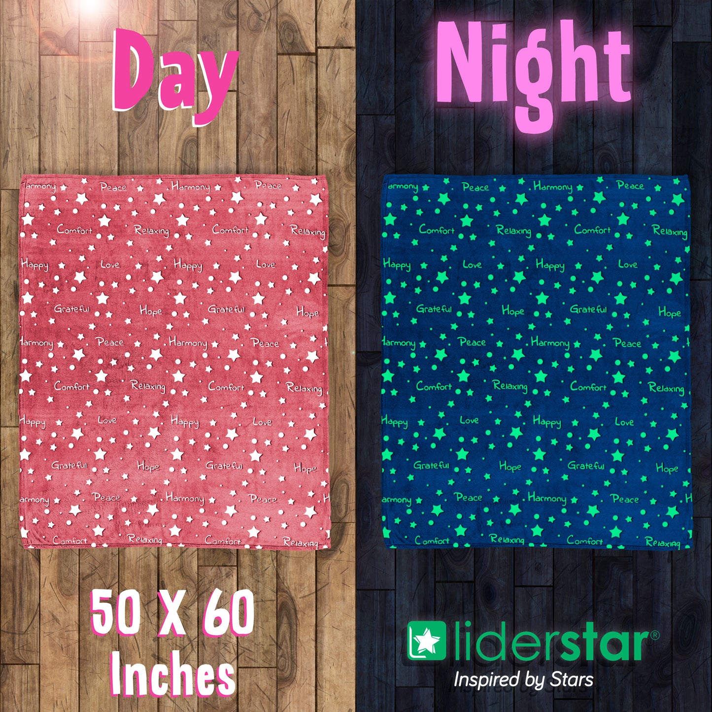 Glow In The Dark Stars Throw Blanket -PINK