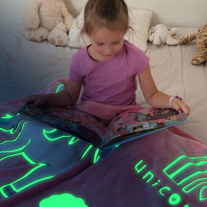 Glow In The Dark Throw Blanket -UNICORN