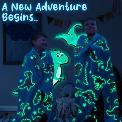 Glow In The Dark Throw Blanket -DINOSAUR