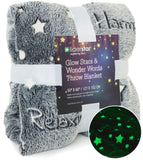 Glow In The Dark  Stars and Empowered words Throw Blanket -Gray