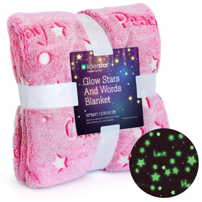 Glow In The Dark Stars Throw Blanket -PINK