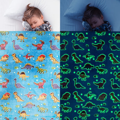 Glow In The Dark Throw Blanket -DINOSAUR