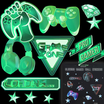 Glow in the Dark Gamer Wall Stickers